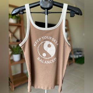 AE brown ribbed tank top, large